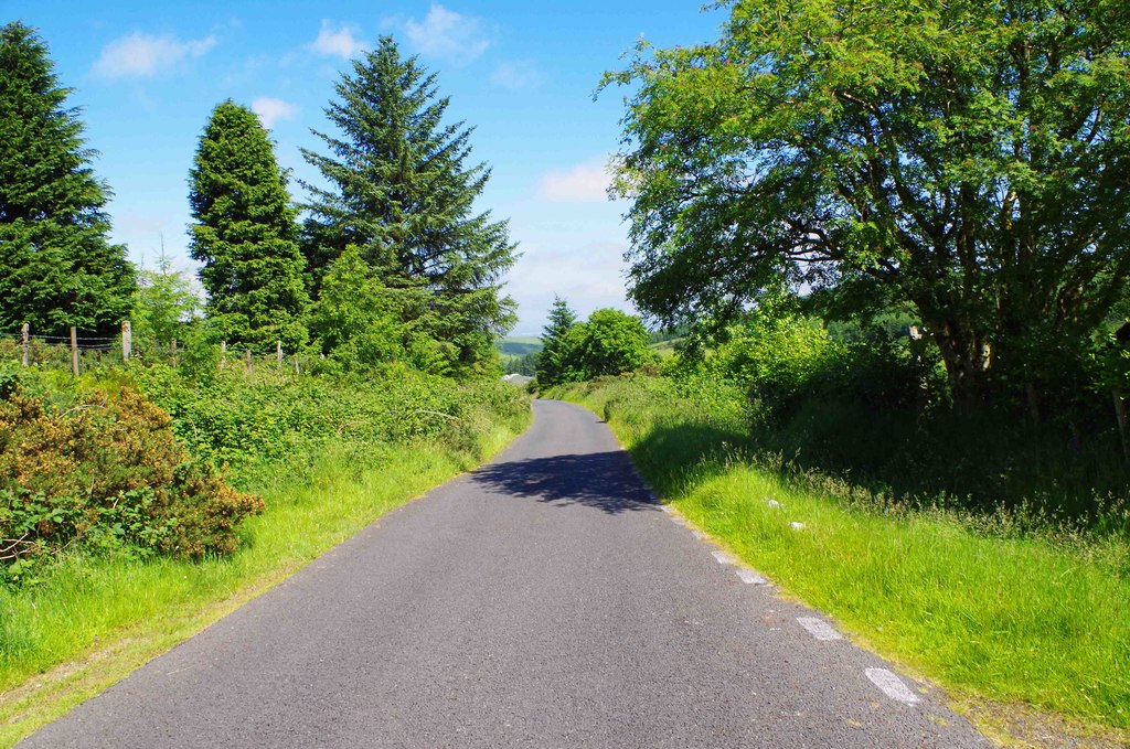 The L7642 road at Ballinascorney Upper showing steep gradient warning sign, typical of the Dublin Mountains terrain